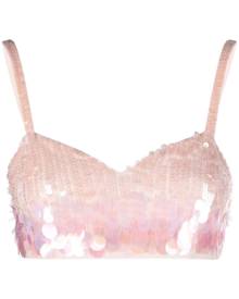 P.A.R.O.S.H. iridescent sequin cropped top - Pink