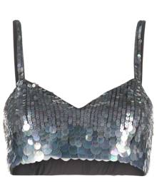 P.A.R.O.S.H. iridescent sequin cropped top - Blue