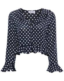 Rixo polka-dot ruffled shirt - Blue