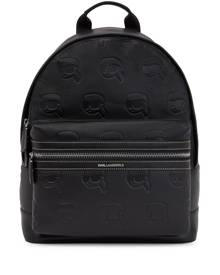 Karl Lagerfeld motif-debossed leather backpack - Black