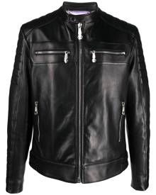 Philipp Plein Iconic Plein leather biker jacket - Black