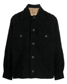 Uma Wang distressed-effect knitted shirt jacket - Black