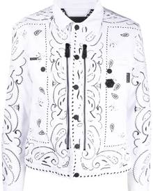 Philipp Plein bandana-print denim jacket - White