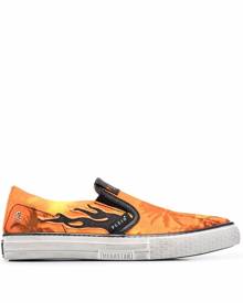 Philipp Plein flame print slip-on sneakers - Orange