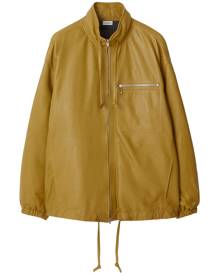 Burberry drawstring leather bomber jacket - Brown