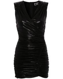 Elisabetta Franchi metallic V-neck draped minidress - Black Elisabetta Franchi metallic V-neck draped minidress - Black