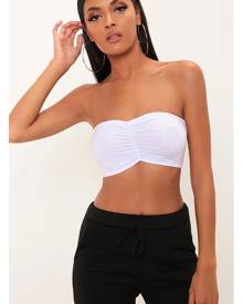 ISAWITFIRST.com White Jersey Ruched Bandeau Top - 6 / WHITE