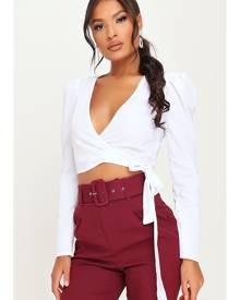 ISAWITFIRST.com White Extreme Puff Sleeve Wrap Blouse - 6 / WHITE