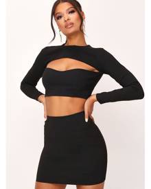 ISAWITFIRST.com Black Cut Out Bengaline Top - 4 / BLACK