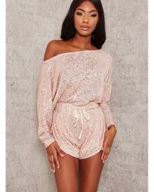ISAWITFIRST.com Rose Gold Sequin Off The Shoulder Top - 4 / RED