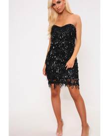 ISAWITFIRST.com Black Sequin Tassle Bandeau Prom Dress - 6 / BLACK