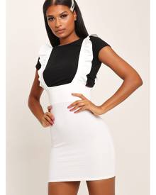 ISAWITFIRST.com White Textured Ruffle Pinafore Dress - 6 / WHITE