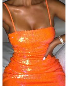 ISAWITFIRST.com Orange Sequin Backless Dress - 6 / ORANGE