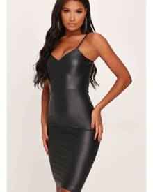 ISAWITFIRST.com Black Faux Leather Cami Midi Dress - 4 / BLACK