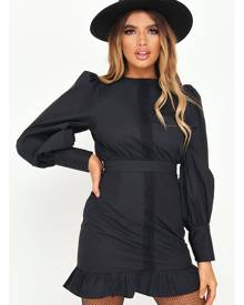 ISAWITFIRST.com Black Cotton Poplin Puff Sleeve Dress - XS / BLACK