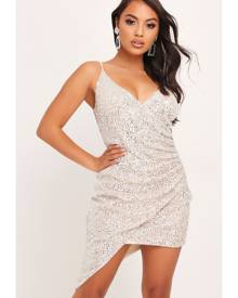 ISAWITFIRST.com Silver Wrap Sequin Mini Dress - 4 / METALLIC