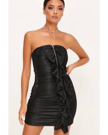 ISAWITFIRST.com Black Ruffle Detail Bandeau Mini Dress - 4 / BLACK