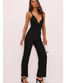 ISAWITFIRST.com Black Ruffle Detail Satin Jumpsuit - 6 / BLACK