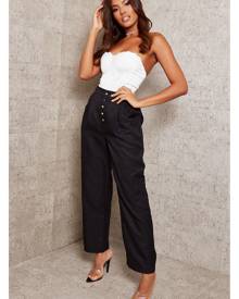 ISAWITFIRST.com Black Button Front Cargo Tailored Trousers - 4 / BLACK ISAWITFIRST.com Black Button Front Cargo Tailored Trousers - 4 / BLACK