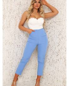 ISAWITFIRST.com Blue Seam Detail Woven Straight Leg Trouser - 4 / BLUE ISAWITFIRST.com Blue Seam Detail Woven Straight Leg Trouser - 4 / BLUE