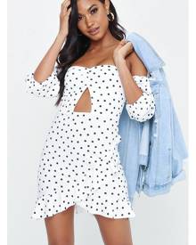 ISAWITFIRST.com White Polka Dot Bardot Dress - 6 / WHITE
