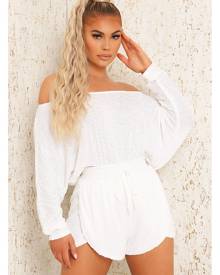 ISAWITFIRST.com White Metallic Sequin Off The Shoulder Top - 4 / WHITE