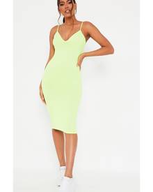 ISAWITFIRST.com Yellow Rib Cami Bodycon Midi Dress - 4 / YELLOW