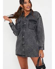 ISAWITFIRST.com Black Acid Wash Oversized Denim Shirt Dress - 4 / BLACK ISAWITFIRST.com Black Acid Wash Oversized Denim Shirt Dress - 4 / BLACK
