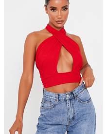 ISAWITFIRST.com Red Valentino Crepe Halterneck Crop Top - 4 / RED