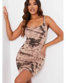 ISAWITFIRST.com Taupe Jersey Tie Dye Double Strap Bodycon Dress - 4 / BEIGE