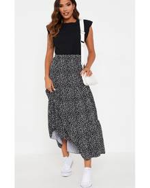 ISAWITFIRST.com Black Polka Dot Tiered Maxi Skirt - 4 / BLACK