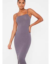 ISAWITFIRST.com Charcoal Cami Ribbed Midi Dress - 4 / GREY