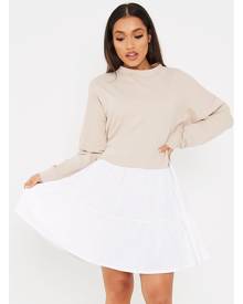 ISAWITFIRST.com Stone Tiered Contrast Sweater Dress - XS / BEIGE