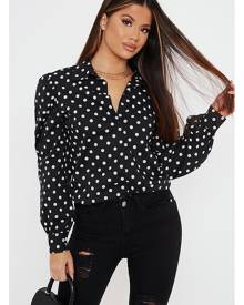 ISAWITFIRST.com Black Puff Long Sleeve Polka Dot Shirt - 4 / BLACK