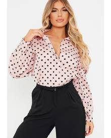 ISAWITFIRST.com Dusky Pink Puff Long Sleeve Polka Dot Shirt - 4 / PINK