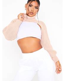ISAWITFIRST.com Dusky Pink Cable Knitted Roll Neck Arm Warmers - XS / PINK ISAWITFIRST.com Dusky Pink Cable Knitted Roll Neck Arm Warmers - XS / PINK