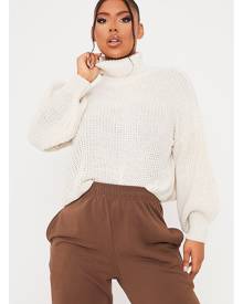 ISAWITFIRST.com Stone Balloon Sleeve Roll Neck Knitted Jumper - XS / BEIGE ISAWITFIRST.com Stone Balloon Sleeve Roll Neck Knitted Jumper - XS / BEIGE