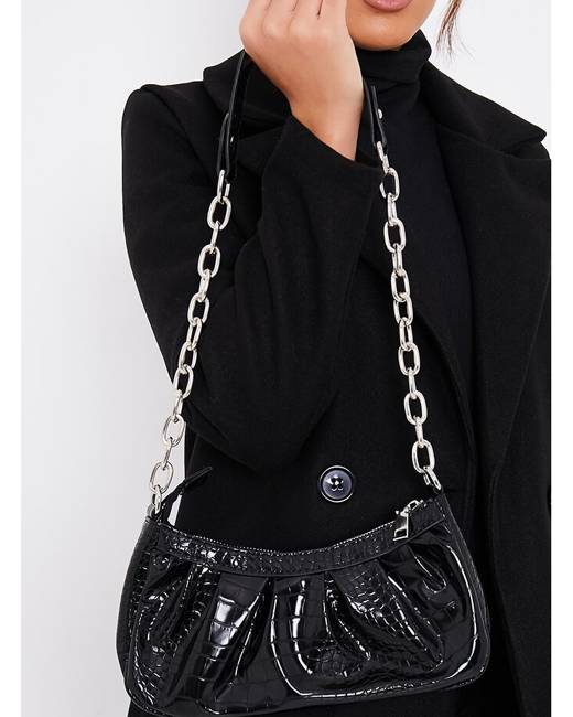 Ruched Chain Strap Shoulder Bag