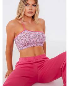 ISAWITFIRST.com Lilac Ditsy Floral One Shoulder Binding Crop Top - 4 / PURPLE