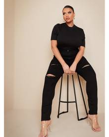 ISAWITFIRST.com Black Plus Size Rip Detail Stretch Skinny Jeans - 18 / BLACK