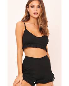 ISAWITFIRST.com Black Bralet And Double Frill Shorts Co-Ord Set - 6 / BLACK