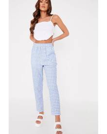 ISAWITFIRST.com Blue Gingham Shirred Waist Slim Leg Trouser - 4 / BLUE ISAWITFIRST.com Blue Gingham Shirred Waist Slim Leg Trouser - 4 / BLUE