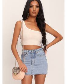 ISAWITFIRST.com Cream One Shoulder Snake Embossed Top - 6 / WHITE