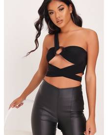 ISAWITFIRST.com Black Double Layer Slinky One Shoulder Bralet - 6 / BLACK