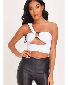 ISAWITFIRST.com White Double Layer Slinky One Shoulder Bralet - 6 / WHITE