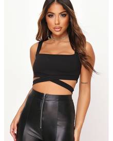 ISAWITFIRST.com Black Wrap Around Square Neck Bralet - 6 / BLACK