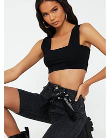 ISAWITFIRST.com Black Cotton Cut Out Back Crop Top - 4 / BLACK