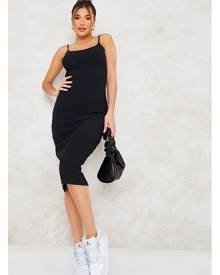 ISAWITFIRST.com Black Rib Scoop Neck Cami Midi Dress - 4 / BLACK