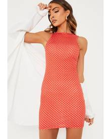ISAWITFIRST.com Red Polka Dot Racer Bodycon Dress - 4 / RED