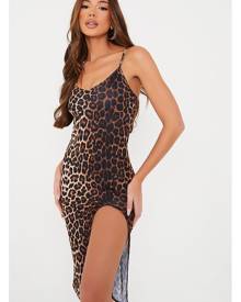 ISAWITFIRST.com Brown Leopard Cami Split Midi Dress - 4 / BROWN